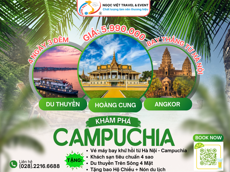 TOUR CAMPUCHIA - SIEM REAP - PHNOMPENH - BAY THẲNG TỪ HÀ NỘI